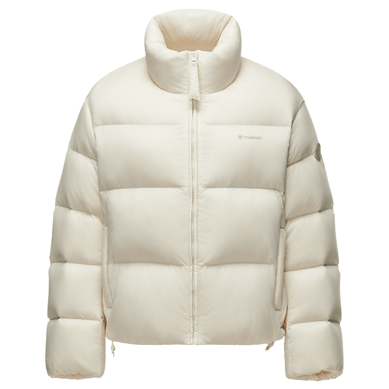 Tanboer Puff Down Jacket Women's Short Stand Collar Fashion Winter Puffer Coat 5530356D Milk Puff Beige 165