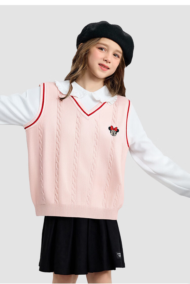 Disney Baby Kids Vest Boys and Girls Sweater Mid to Large Children Spring Casual College Style Knit Vest Light Pink 120 10