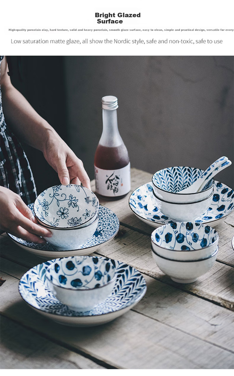 JIWUSENLIN Chinese Tableware Set Including Bowls, Plates, Noodles Bowl, Rice Bowl And Chopsticks Gift Set with Carrying Case, 6-Piece Set 7