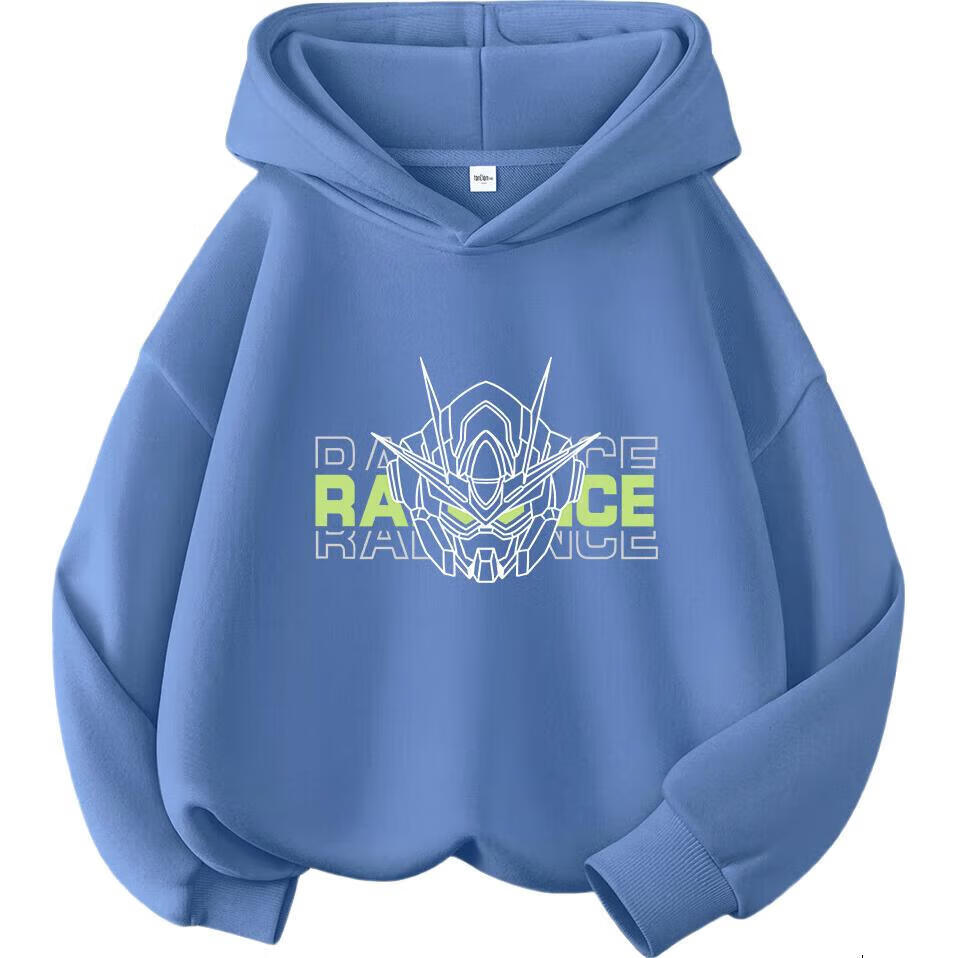 TonLion Boys' Hoodie Spring Autumn Mecha Print Long Sleeve Thin Sportswear Mist Blue 160