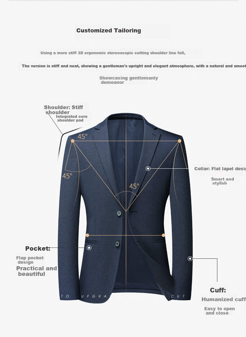 SHANSHAN High-End Suit for Men, Spring And Summer Lightweight Cool-Feeling, Middle-Aged And Young Business Professional Dad's Outfit, Father's Day Formal Wear Suit 8