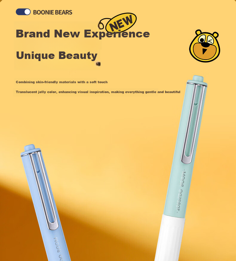 HERO Fountain Pen, Bear Collaboration Gift Box, Third-Grade Elementary School Students' Posture-Correcting Iridium Gold Calligraphy Ink Pen, 3176 Retractable Fountain Pen, Blue, EF Nib 4