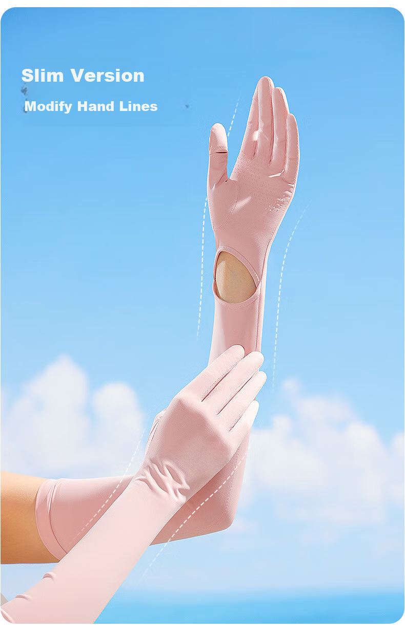 TUCANO Sun Protection Gloves for Women, Summer Driving UV-Resistant Sunshade Arm Sleeves, Extended Length with Finger Exposures, Touchscreen Compatible, Ice Silk Arm Covers 12