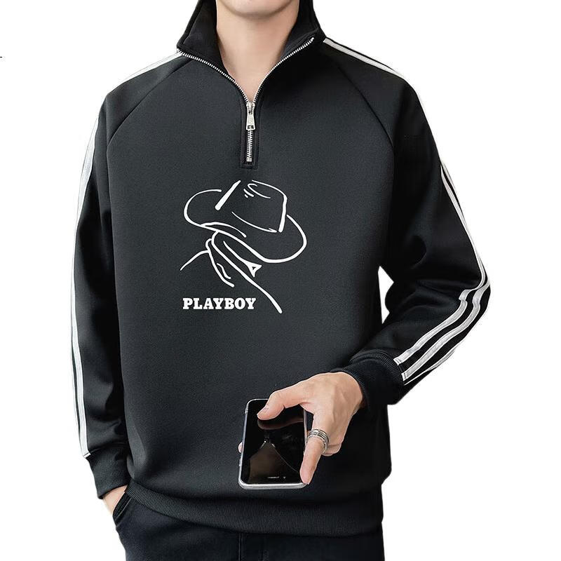 Мужская толстовка PLAYBOY с воротником-стойкой, спортивный стиль, модная повседневная свободная футболка с длинным рукавом