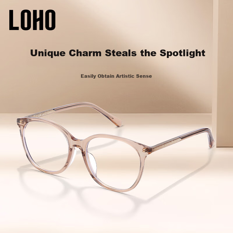 LOHO Cat Eye Glasses for Women with Myopia, Blue Light Blocking, High-End Feel, Ultra-Light, Bare-Faced Look, Prescription Available