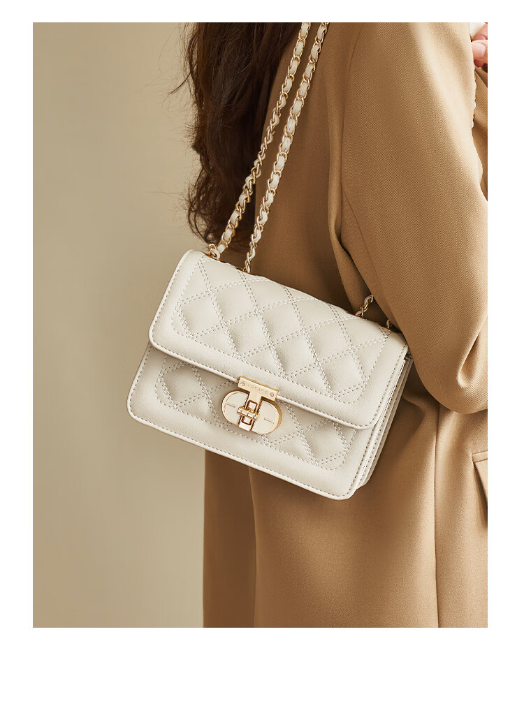 Aokang Women's Handbag, Fashionable Diamond Pattern Chain Bag, Light Luxury Crossbody Shoulder Bag, Birthday And 520 Gift for Wife Or Girlfriend 5