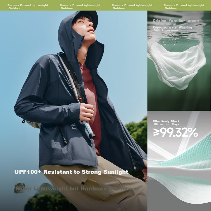 Beneunder Sun Protection Jacket for Men, Lightweight Outer Layer, Skin-Friendly Clothing, Ice Silk UV-Resistant, Cool And Breathable Outdoor TS407 Light Coffee Gray XL