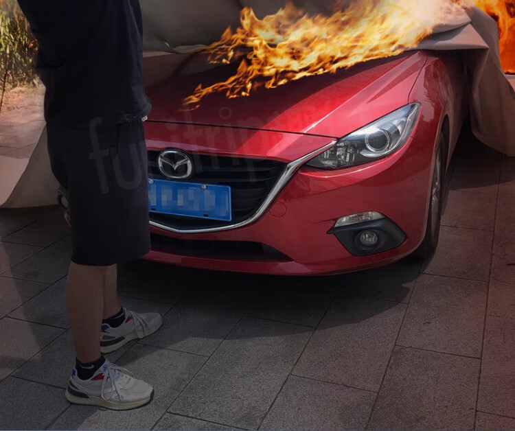 QuXing Car Fire Extinguishing Blanket Fiberglass Fireproof Blanket New Energy Flame Retardant Car Cover for Sedan SUV Self-ignition Fire Extinguishing 6x8m 1