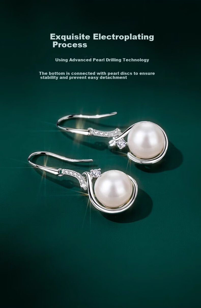 Zhoubaifu Elegant Pearl Earrings for Women, Pearl Studs, Birthday Gift for Girlfriend Or Wife 5