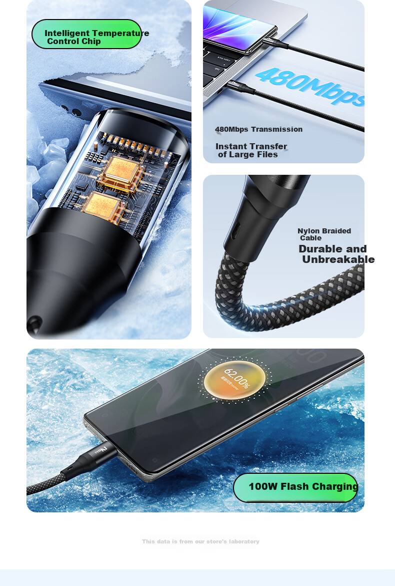 Nengshi Compatible with OPPO Data Cable, Type-C Charging Cable, 80W/65W Super Fast Charging, for FindX7/6/5/Reno12/11/10/9 Zhenwo Phones, Flash Charging Cable, 1 Meter 3