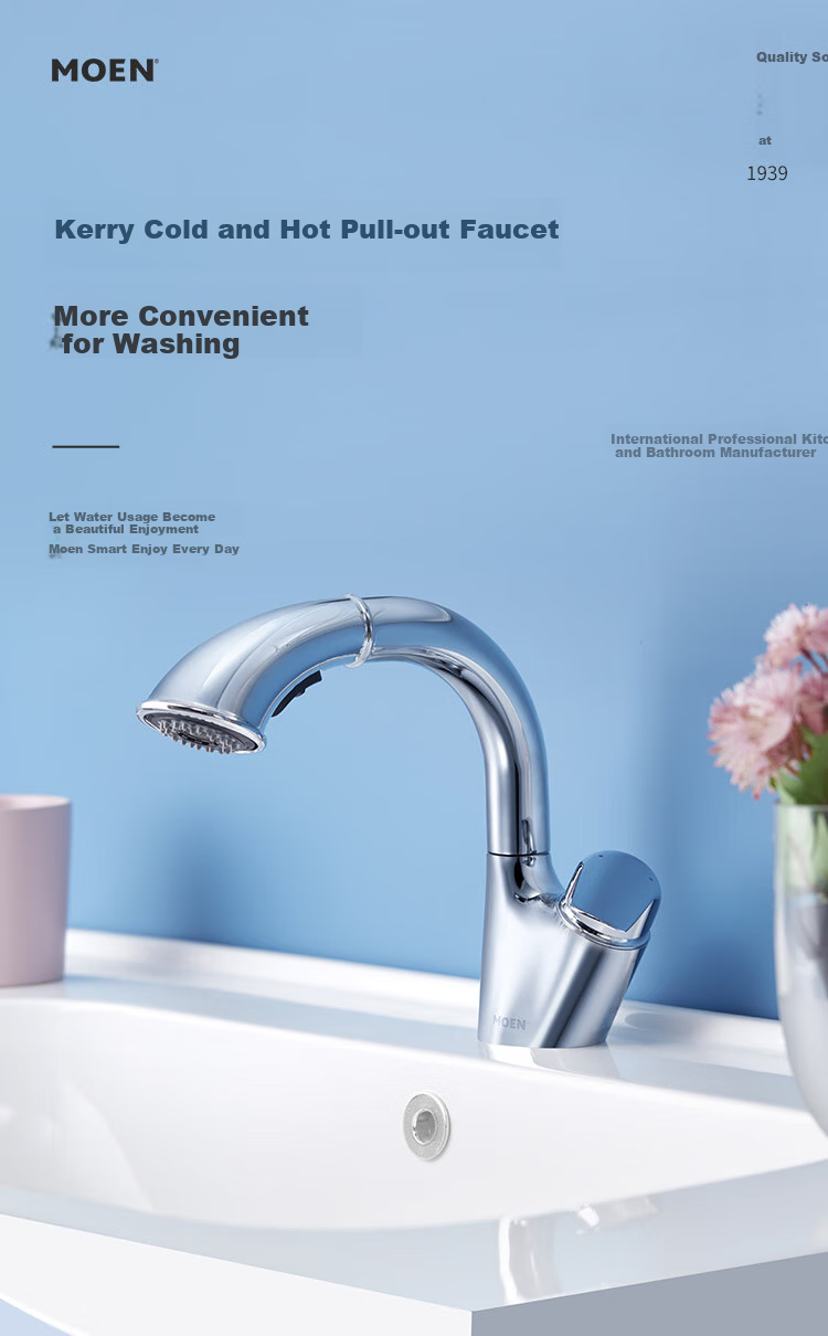 MOEN Washbasin Faucet, Bathroom Sink Pull-Out Hot And Cold 59 Copper Multifunctional Faucet 91035 1