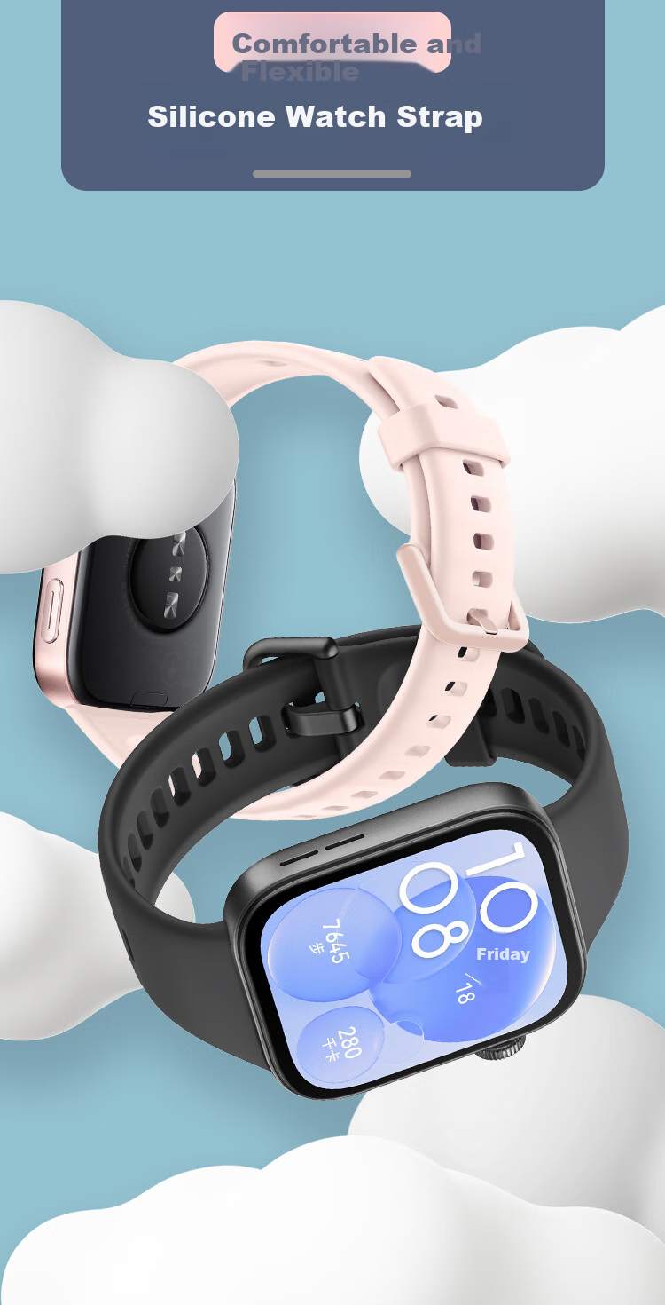 Freeson Compatible with Huawei WATCH Fit4 Watch Strap, Liquid Silicone Quick-Release Breathable Detachable Replacement Wristband, Pink, Huawei Fit4 Strap, Huawei Watch Band 1