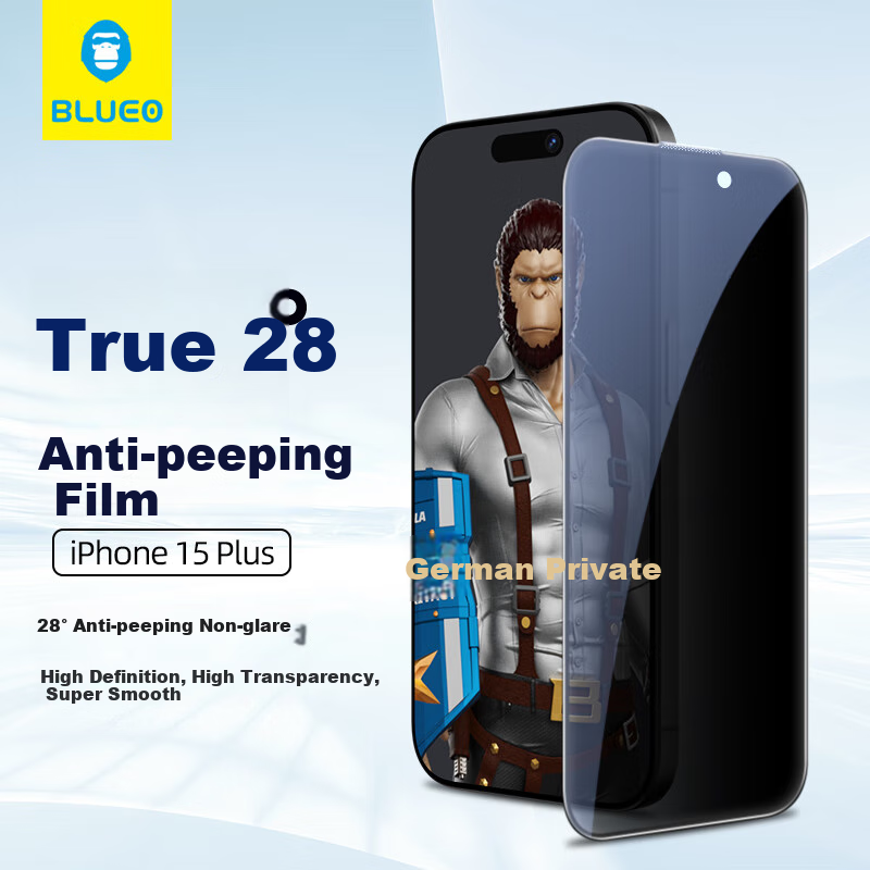 Lanxingxiansheng [28° New Upgrade] Tempered Glass Screen Protector for IPhone 15 Pro, Anti-Drop High Definition Clear Anti-Peeping Protective Film for Apple 15 Pro Smartphone