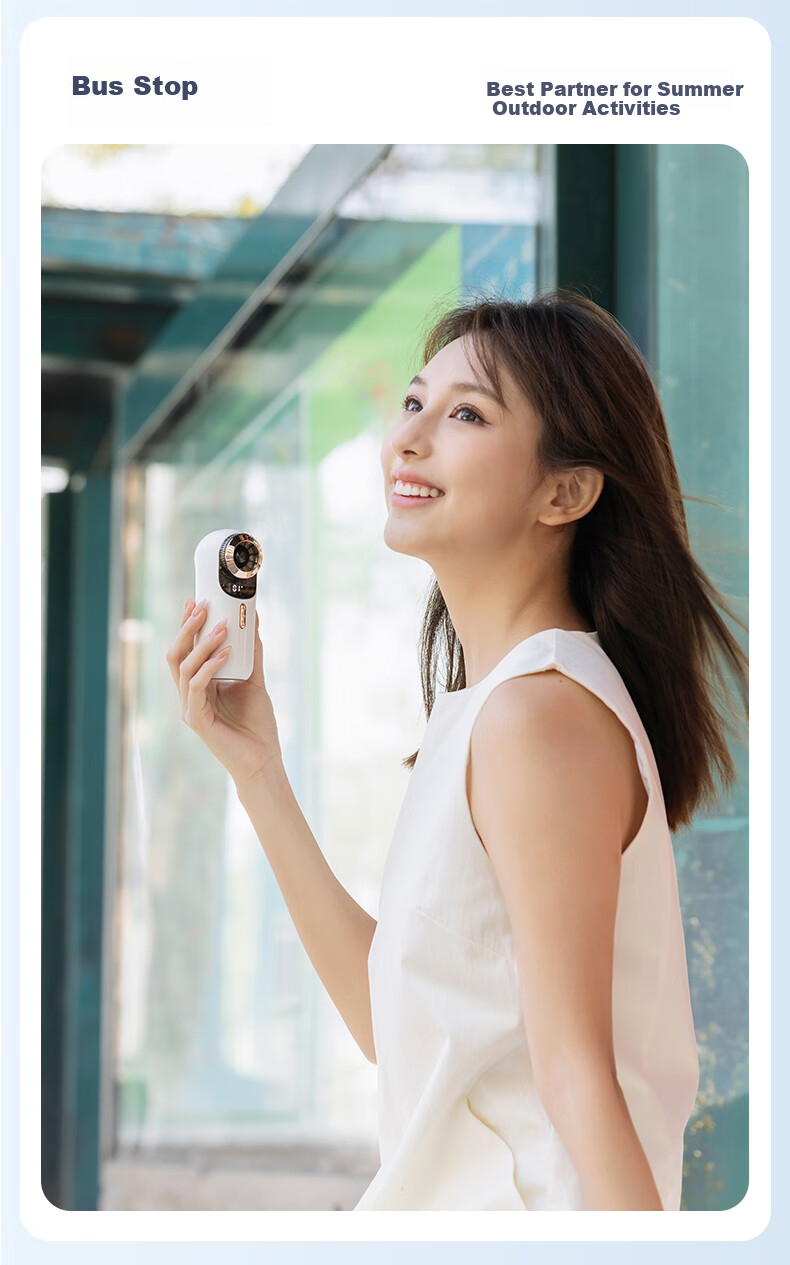 HOMBORSY Wind Treasure Small Handheld Fan Portable Mini Turbine Electric Fan Stepless Speed Adjustment High-Speed Energy-Saving Rechargeable Compact Personal Handheld Quiet Fan for Women F96 Ivory White 12