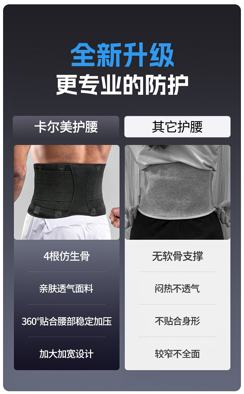 KELME Lumbar Support Belt for Herniated Disc, Fitness Squat Running Training Waist Belt, Men's Lumbar Muscle Strain Protection 2