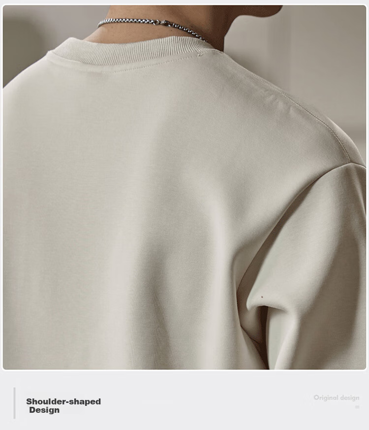JEEP Men's Sweatshirt, Loose-Fitting Round Neck Long-Sleeve T-Shirt for Spring And Autumn, Versatile Trendy Top, Apricot Color, XL Size 20