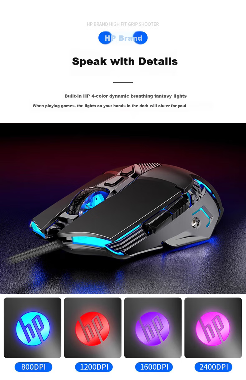 HP G160 Wired Mouse, Gaming And Business Black Low-Profile E-Sports Mouse for Desktop And Laptop Computers, Home Gaming Mouse 7