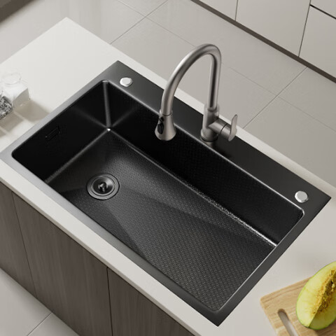 Yuhongfeiyu Thickened 304 Stainless Steel Sink, Kitchen Dishwashing Basin, Vegetable Washing Bowl, Large Single Sink, Nano Antibacterial Dishwashing Sink SG01-68