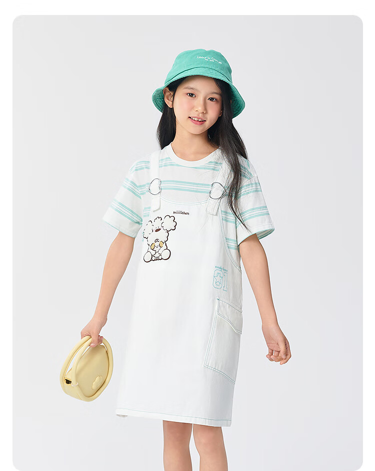 BALABALA Harry Potter Collection Girls' Summer Denim Suspender Dress with Faux Two-Piece Design 17