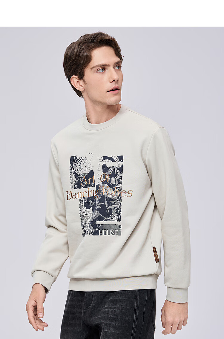 Dance with Wolves [Heat Retention & Thickened Fleece] National Trend Embroidered Round Neck Thermal Antibacterial Sweatshirt 015 Dark Gray L 10