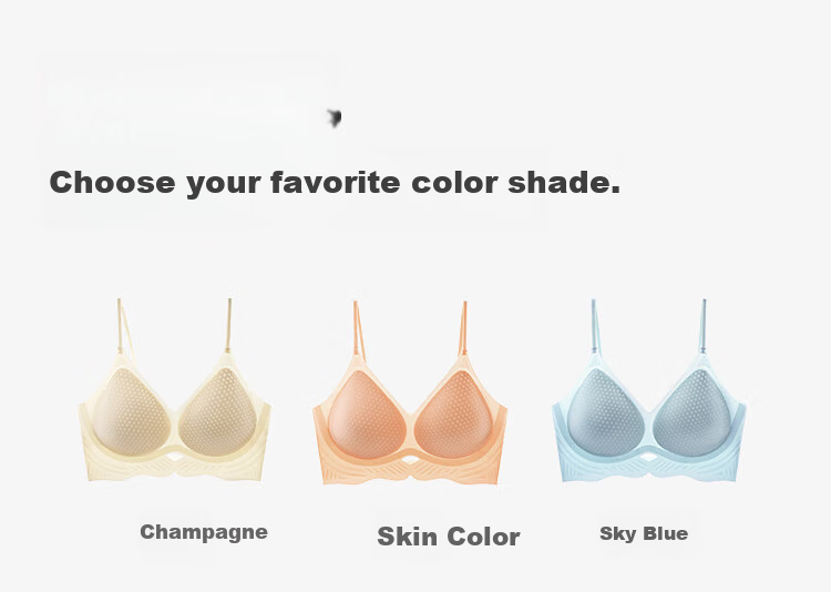 Dushiliren Women's Underwear, Cool Ice Silk Bra, Seamless Wireless Breathable Thin, Form-Fitting Sexy Push-Up Brassiere, Nude Color, Size L 6
