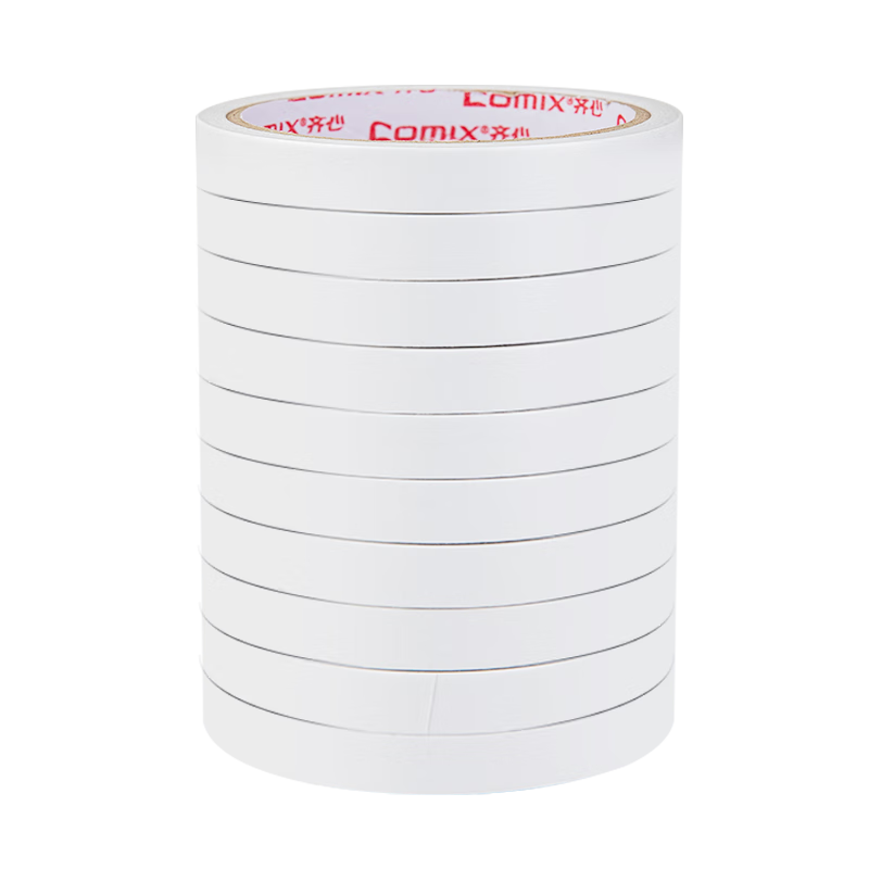 COMIX High-Adhesive Cotton Paper Double-Sided Tape, Strong And Sticky, 12mm*10y (9.1m/roll), Essential for Back to School, Student Office Supplies/stationery, 10 Rolls of Office Stationery, EP010