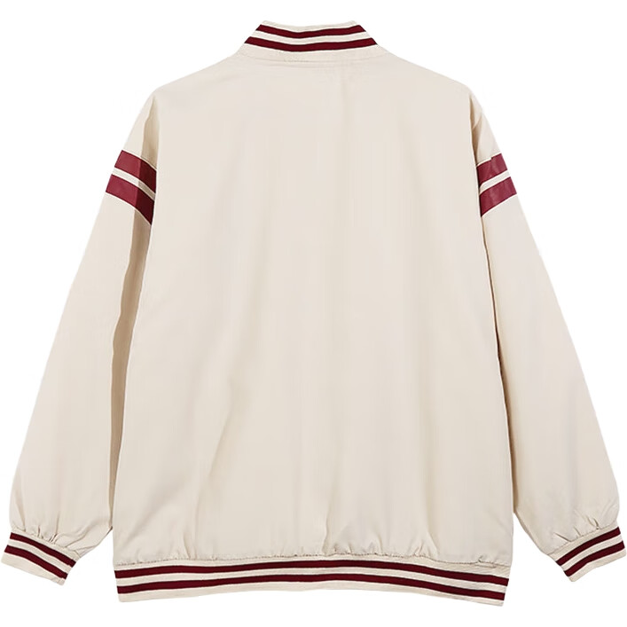NASA GISS Official Trendy Jacket for Men, Autumn And Winter Corduroy Couple Style, American Baseball Collar Casual Coat, Beige, M