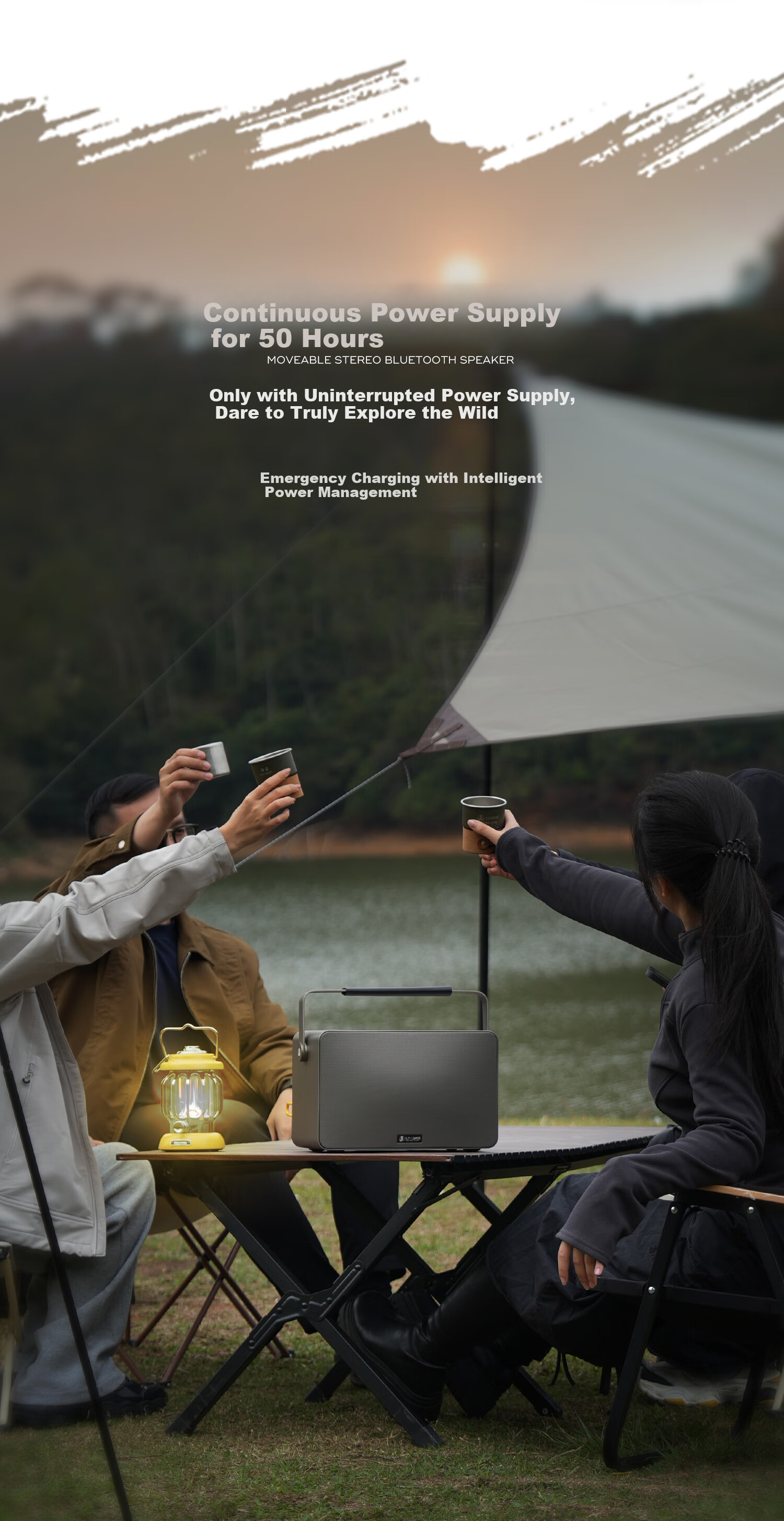 Lingke M5 Stereo Outdoor Speaker Portable Wireless Bluetooth Speaker with High And Low Volume, 50-Hour Ultra-Long Battery Life, Waterproof, Practical Birthday Gift, Army Gree 12