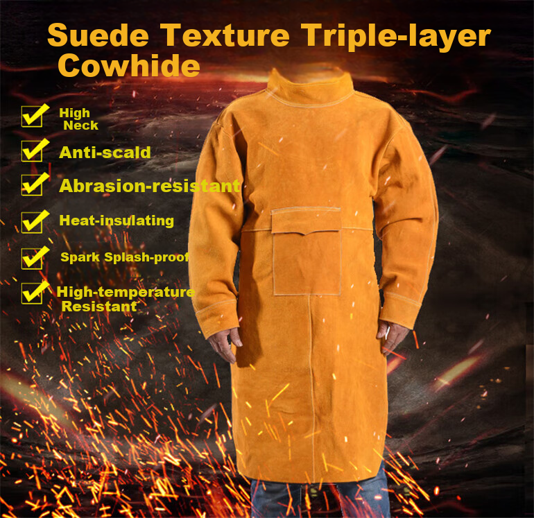 Pinzhide Leather Welding Foot Guard, Protective Foot Cover, Heat Insulation, Anti-Scalding, Anti-Spark, PJT011, Velcro Style, Yellow, One Pair 7