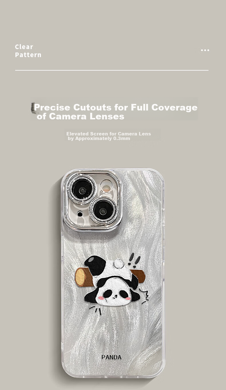 Zitai IPhone 16 Case, Acrylic Full Protection Shockproof Cover for Men And Women, Couples' Case [Climbing Panda - with Built-In Camera Lens Protector] 2