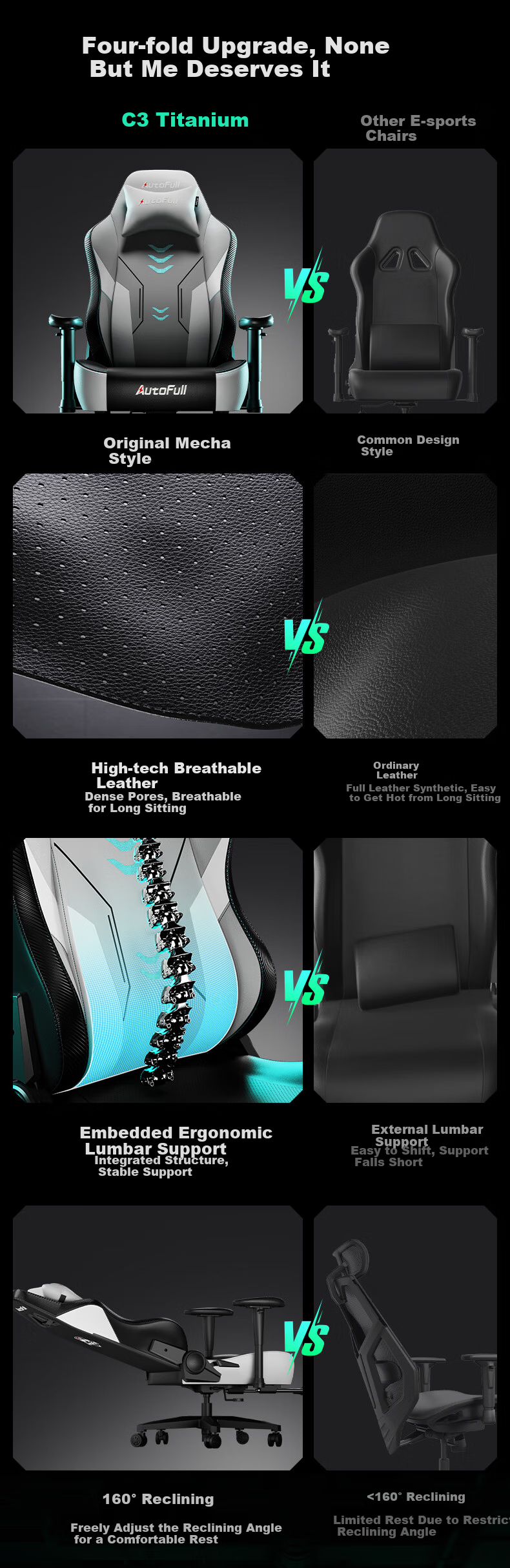 AutoFull C3 Xuanjia Jingdong No.1 Store Co-Branded Black Gold Gaming Chair, Ergonomic Office Chair, Computer Chair 7