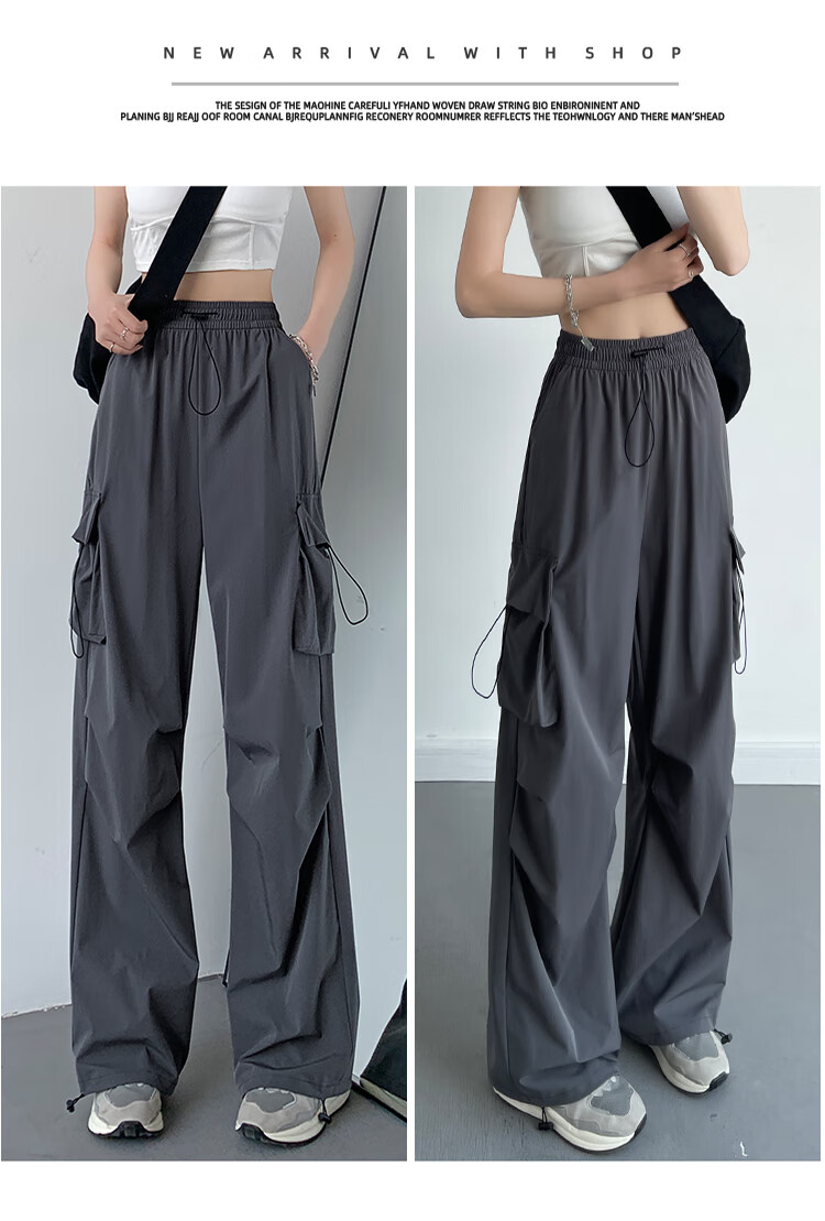 Jeanswest Women's Summer Lightweight Paratrooper High-Waist Slim Fit Sports Narrow Casual Wide-Leg Cargo Pants Military Green S 3