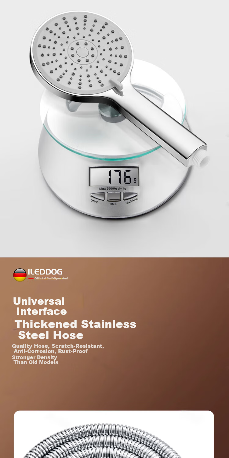 ILeddog [Germany] Large Panel Three-Mode Powerful Pressure-Boosting Shower Head Bathroom Handheld Shower Set HL-005 11