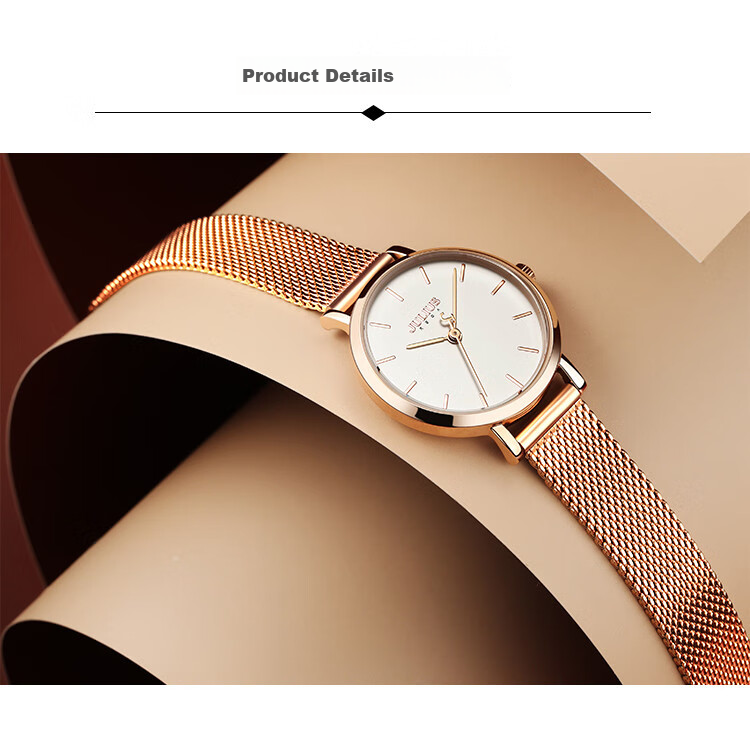 Julius Women's Watch, Fashionable Student Simple Elegant Trendy Waterproof Quartz Ladies Watch, Rose Gold White Face JA-1164LC 10