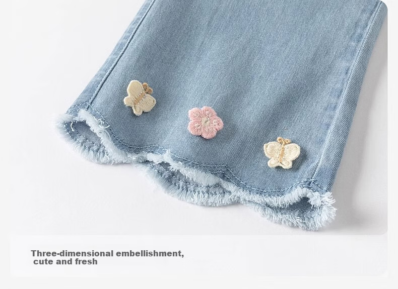 DAVE & BELLA Children's Jeans, Girls' Flared Pants, Cropped Pants, Baby Flared Trousers, Summer Pants 4