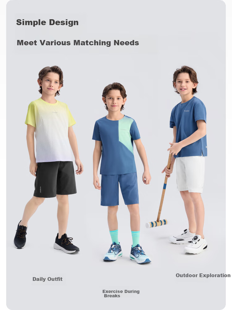 Moodytiger Boys' Shorts, Quick-Drying Lightweight Summer Children's Pants, Kids' Clothing, Simple Solid Color Versatile Loose Comfortable Sports Pants 2