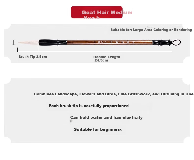 Liupintang Chinese Painting Brush Set, Mixed Hair And Goat Hair Outline Brush White Cloud Brush, Student Chinese Painting Fine Brush Calligraphy Pigment Painting Brush 8