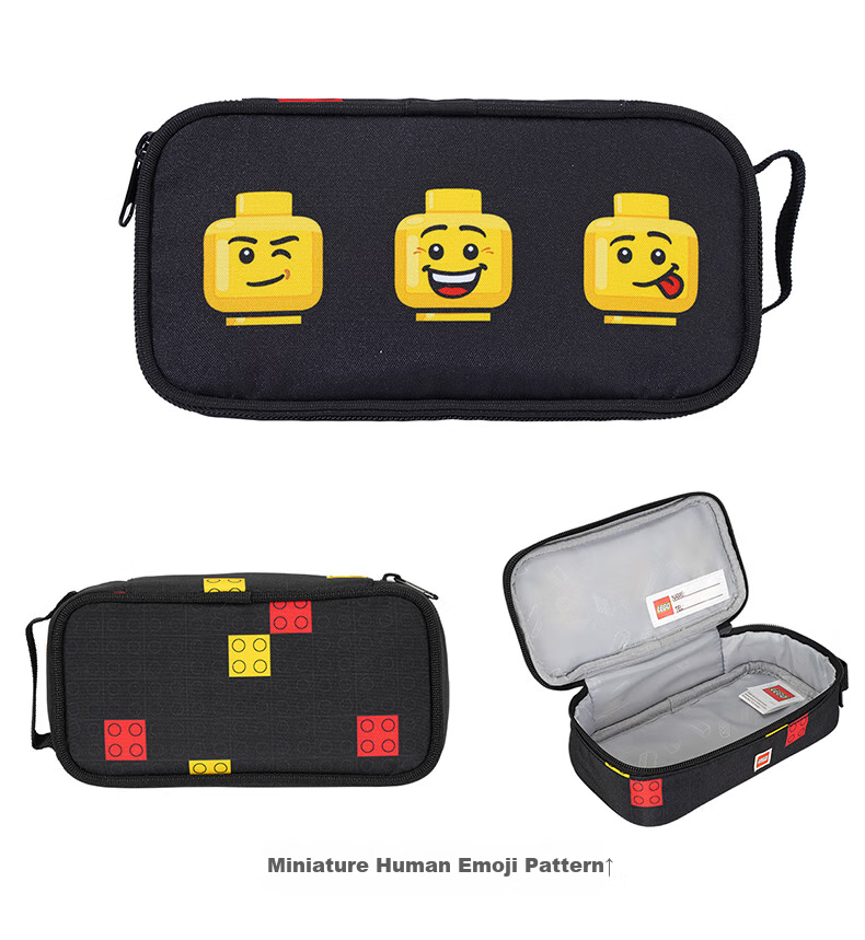 LEGO Stationery Box for Primary And Secondary School Students, Soft Pencil Case with Handle, Multifunctional Simple Design, Black Building Blocks 10052 9
