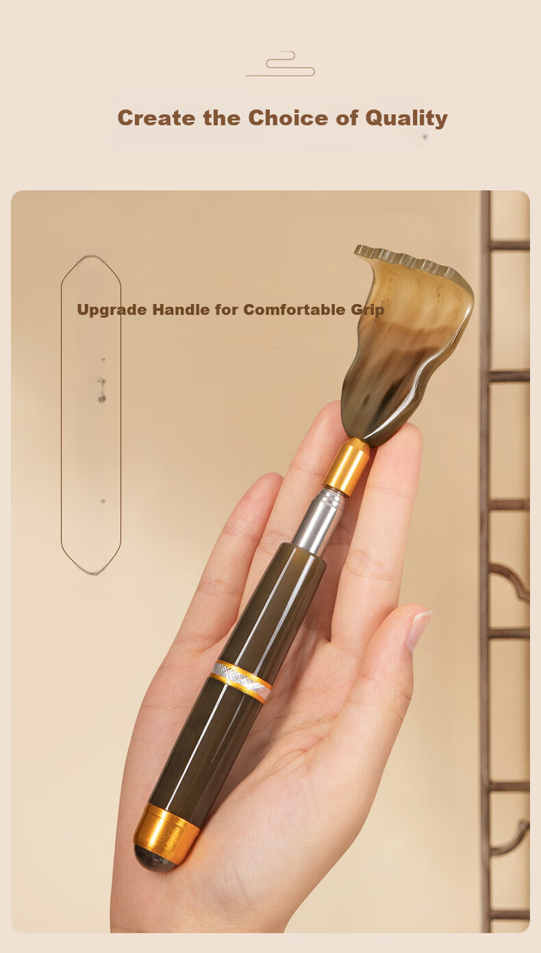 Fanyejia Natural Ox Horn Back Scratcher, Extendable Self-Massage Tool, Back Scratcher Gift Box, Mid-Autumn Festival Gift 4