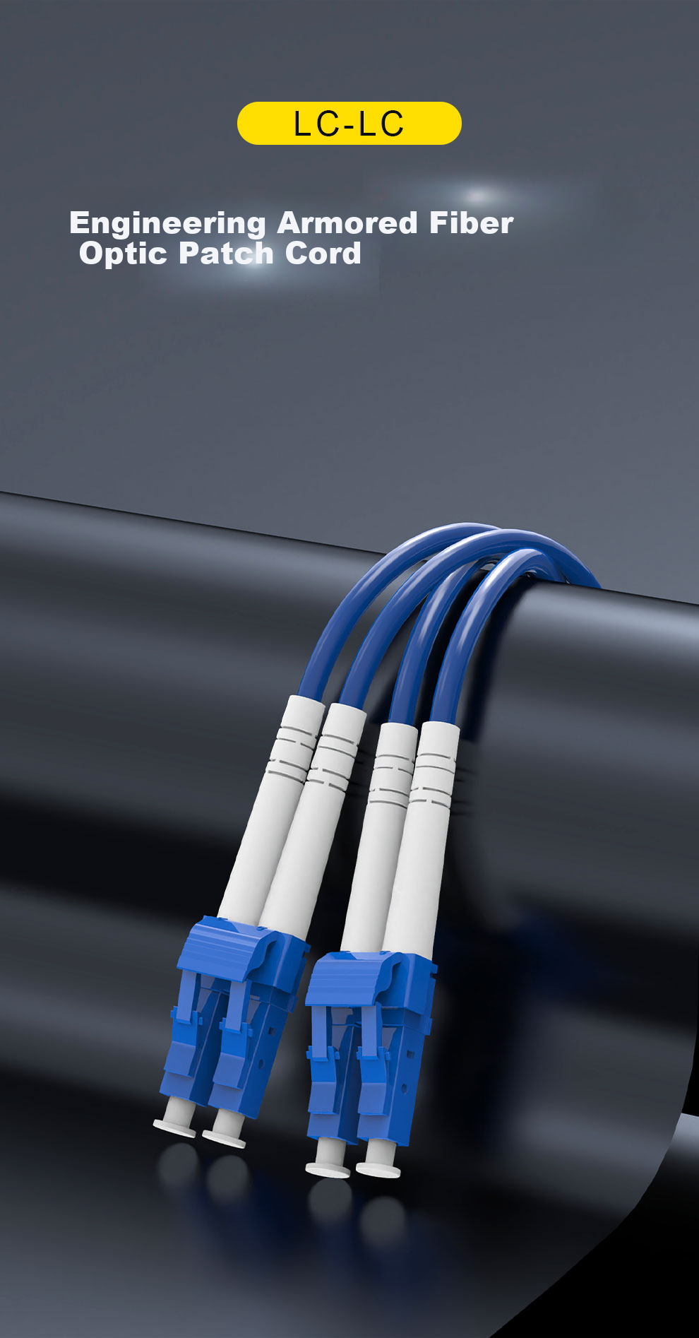 SK-LINK Armored Fiber Optic Patch Cable LC-LC Single-Mode Dual-Core Data Center Transceiver Pigtail, Tensile-Resistant, Pressure-Resistant, Rodent-Proof, Low Smoke Zero Halogen Fiber Optic Cable 1 Meter SK-TXSM 1