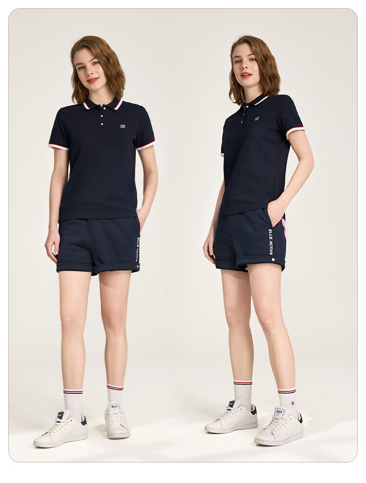 ELLE ACTIVE Casual Sports Short Sleeve Polo Shirt Women Commuter Versatile Color Block Slim Fit Collared Top White 2XL 8
