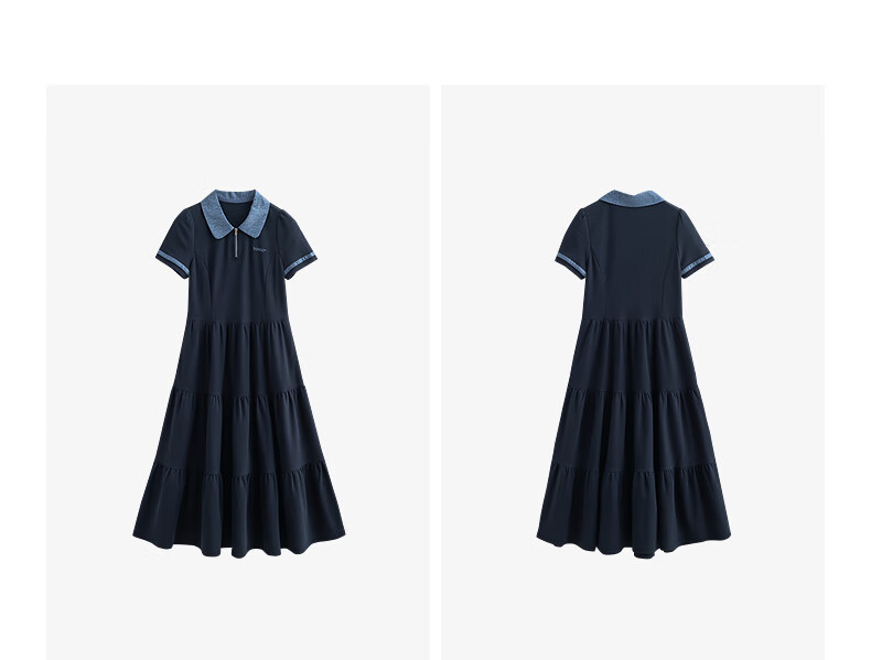 Chuyu Age-Reducing Retro 2025 Summer New Color-Block Polo Collar Dress for Women with Spliced T-Shirt Skirt, Floral Gray, S 17