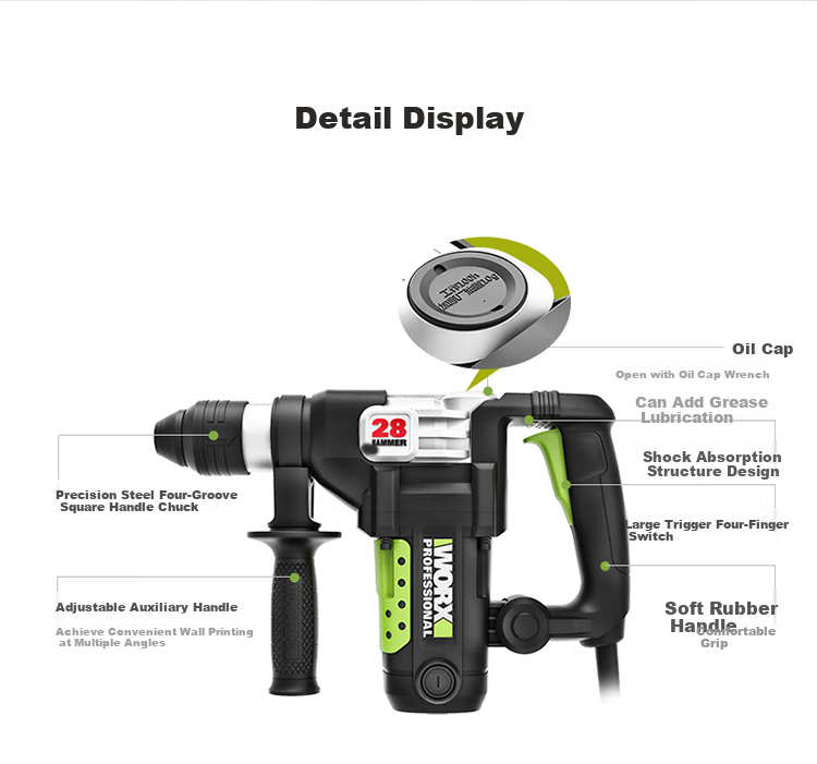 WORX 1200W Rotary Hammer WU328 High-Power Impact Drill for Concrete, Power Tool 11