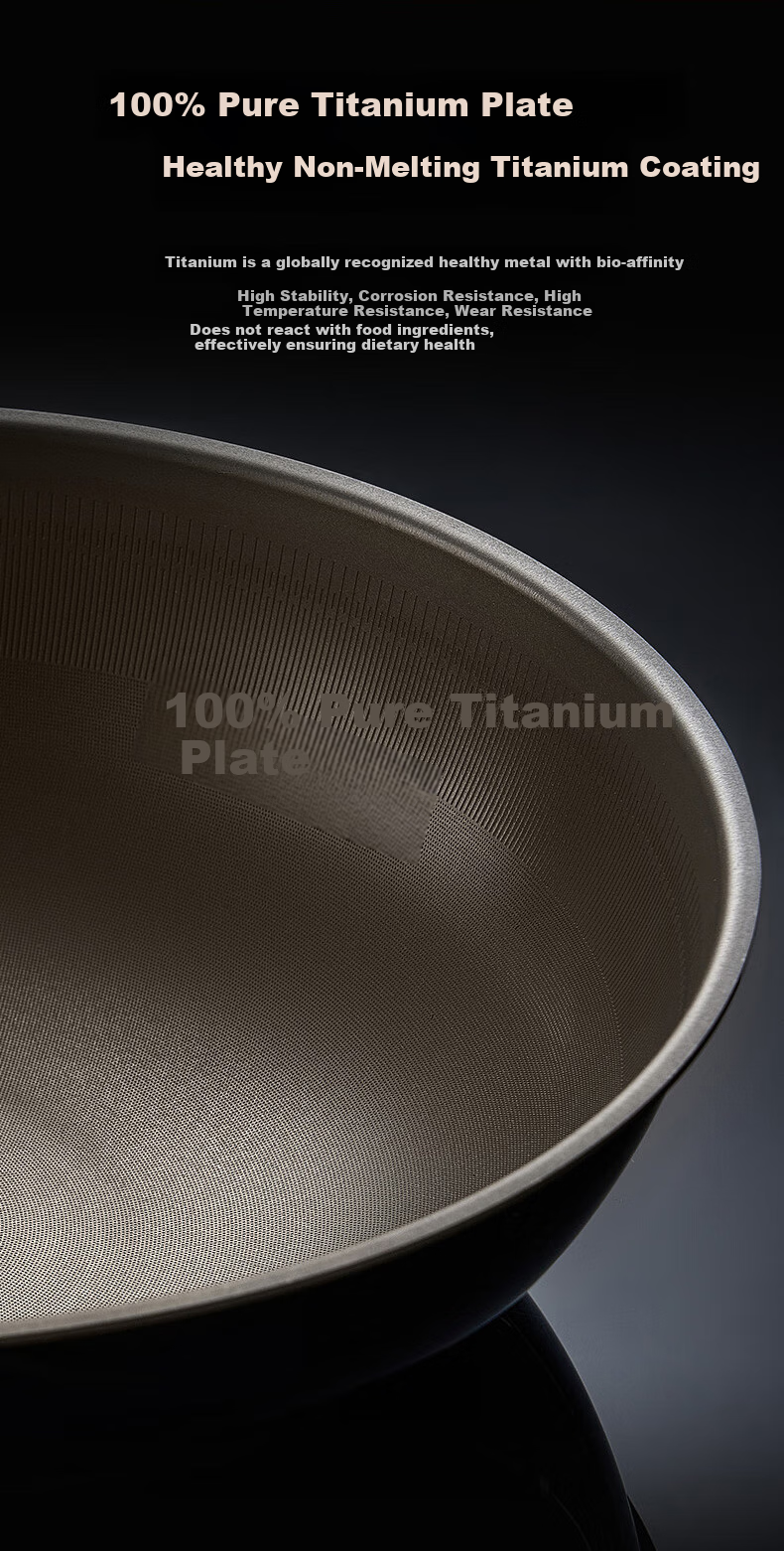 ASD Non-Stick Wok with Pure Titanium Coating, Stainless Steel Home Use Titanium Pan, Non-Stick Compatible with Gas And Induction Cooktops, 32cm Z1 6
