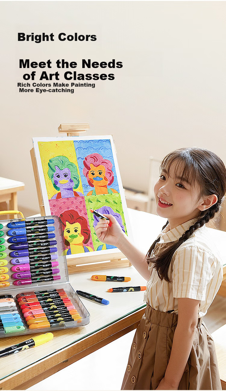 Meiletongnian Smooth Oil Pastel Set, 36 Colors, Children's Water-Soluble Crayons, Non-Staining, Non-Toxic, Washable, for Elementary School Students, Art Drawing Sticks, Colorful Sticks, Art Education Tools 11