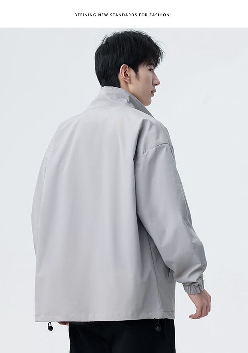 Huili Men's Jacket, Autumn Casual Reflective Striped Jacket, Trendy Versatile Windproof Coat, Men's Outerwear, Silver Gray, XL 18