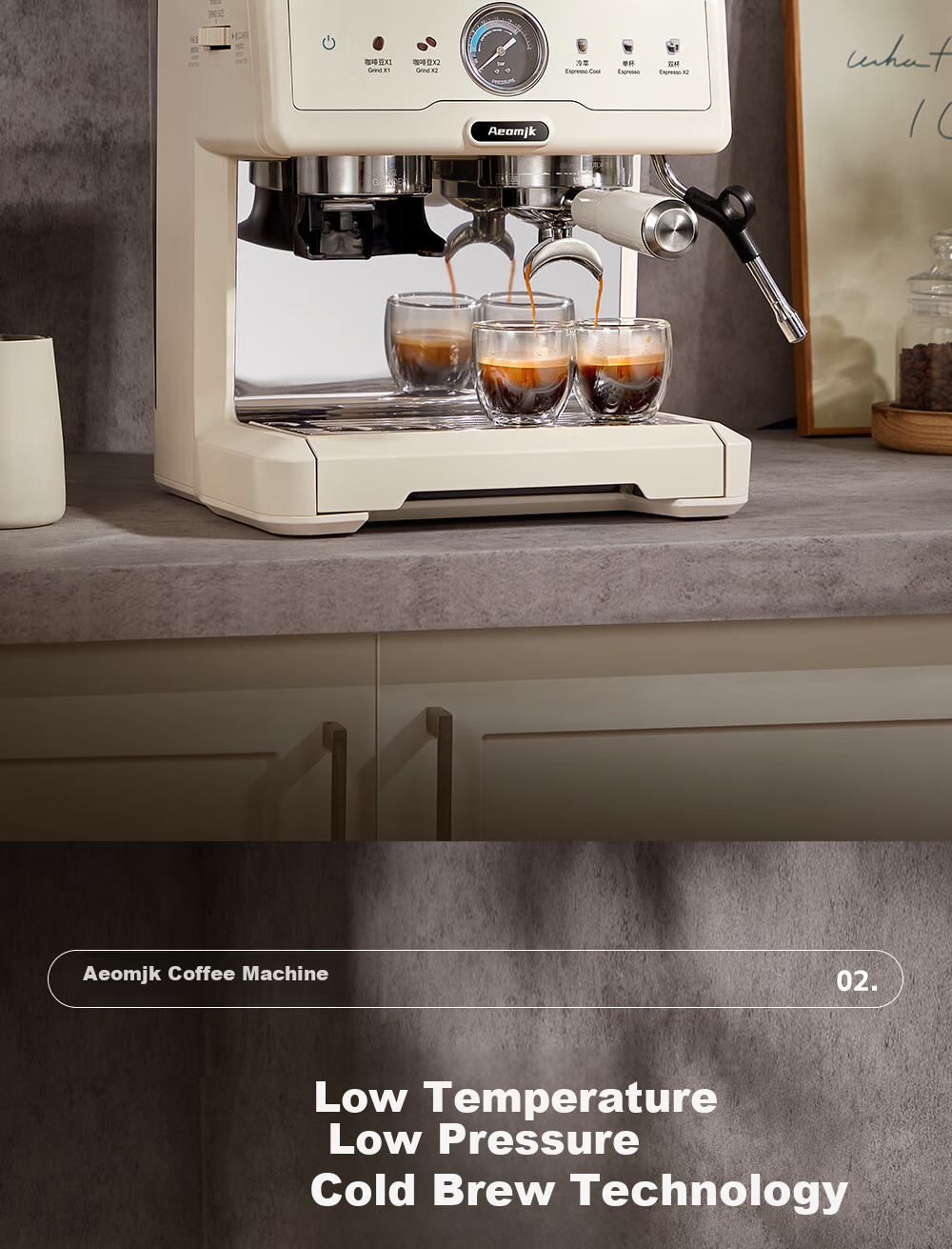 AEOMJK Aimo Ke Coffee Machine, Semi-Automatic Italian-Style Grinding All-In Americano for Home And Office Use, Dual Pump Dual Boiler Automatic Milk Frother CM5710, Holiday Gift 5