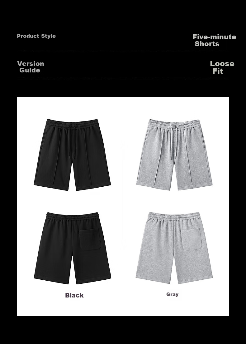 Gxgjeans Men's Split Design Basic Loose Casual Shorts, New Summer 2025 Collection, Black, Size 165/S 3
