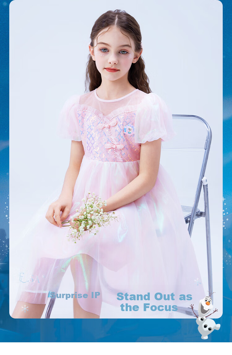 Disney Summer Princess Dress Girls Festival Gift Chinese Style Blue New Chinese Dress Girl Size 140 2