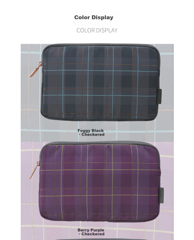KOKUYO Imported ME Wild Account Flat Pouch Organizer Collection Stationery Bag Storage Bag Medium Size Berry Purple Plaid KME-LFPH201DV Back-To Season Large Capacity Student Party 2